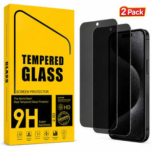 iPhone 15 Privacy Tempered Glass Screen Protector (2 Pack) – 9H HD Anti-Spy, 2&hellip;