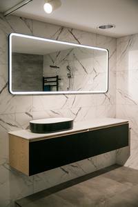 ARUVO™ BECA Collection Plywood Vanity Matte Black & Oak W1800mm Basin Options