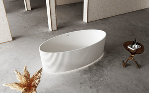 Acrylic Baths: ARUVO™ FLUTE OVAL Acrylic Freestanding Bath L1700mm Matte White