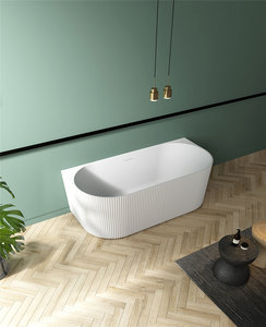 ARUVO™ FLUTE EDGE Back to Wall Acrylic Freestanding Bath Matte White