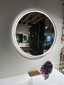 Products: ARUVO™ GRAPHITE Metal Framed Round Mirror w/ LED Light & Demister 750mm Brushed Gunmetal