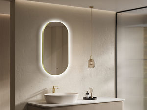 Products: ARUVO® VEIL Framed Oval Mirror w/ Backlit LED Light & Demister Brushed Brass