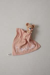 Hand Embroidered Cuddle Bear - Dusty Pink