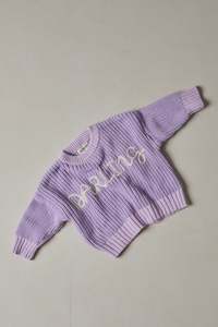 Hand Embroidered Chunky Knit Sweater - Wisteria