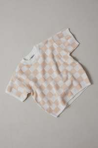 All: Check Knit Tee - Blush