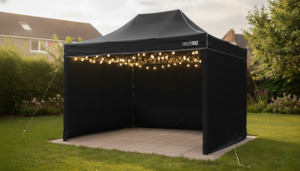 Party Equipment Hire Services: Black Gazebo Hire – 4.5m x 3m with Sides | Outdoor Event Shelter | Auckland NZ