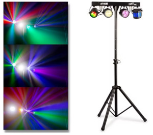 Party Equipment Hire Services: LED Party Lights Hire – PartyBar09 4-Light Set with Stand | Auckland NZ