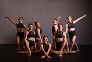 Green & Black Assymetrical Group Costume - EMAIL TO ENQUIRE