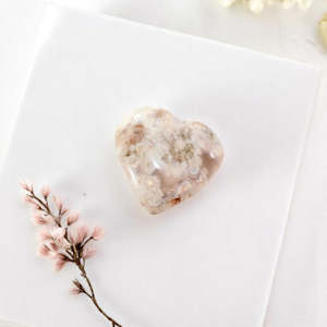 Crystals: Flower agate crystal heart medium