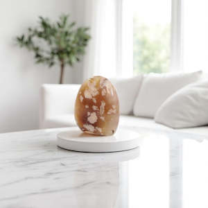 Flower agate polished crystal freeform small