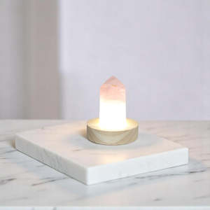 Rose quartz crystal lamp