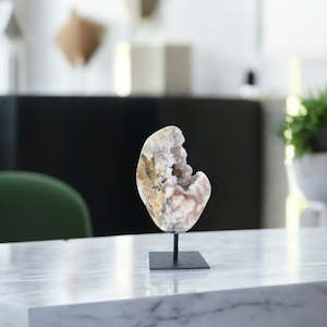 Pink amethyst polished crystal druzy cave on stand 2kg