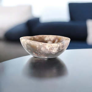 Large Crystals: Large flower agate polished crystal bowl 3.76kg