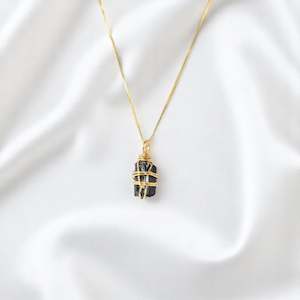 NZ-made black tourmaline crystal pendant necklace