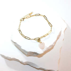 Crystal Jewellery: NZ-made rose quartz crystal bracelet