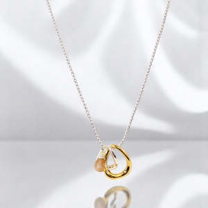 Rutilated quartz crystal pendant charm necklace on sterling silver chain