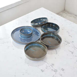 Nz Made Ceramics: NZ handmade ceramic dip platter & tapas bowls set