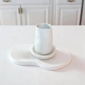 NZ handmade ceramic jug with dish set