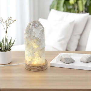 Crystal Lamps: Clear quartz crystal cluster lamp