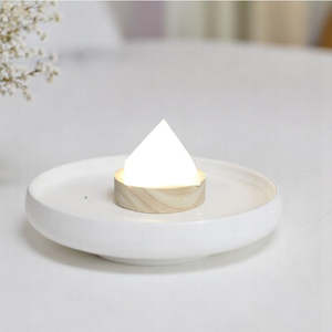 Crystal Lamps: Rose quartz crystal pyramid lamp