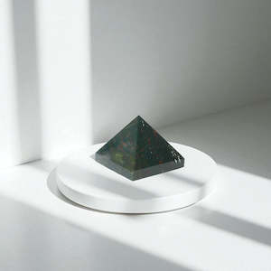 Bloodstone polished crystal pyramid