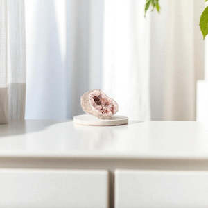 Pink amethyst crystal cluster geode