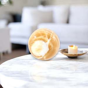 Large Crystals: Large orange calcite crystal sphere 11.4kg