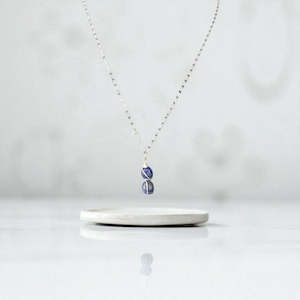 Crystal Jewellery: NZ-made lapis lazuli crystal drop on sterling silver necklace