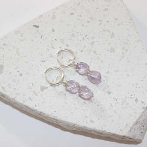 Crystal Jewellery: Amethyst Silver Hoop Earrings