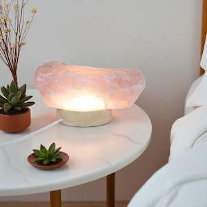 Rose quartz crystal lamp