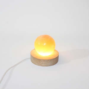 Orange Selenite crystal sphere lamp