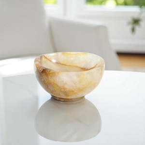 Large Crystals: Golden healer polished crystal bowl