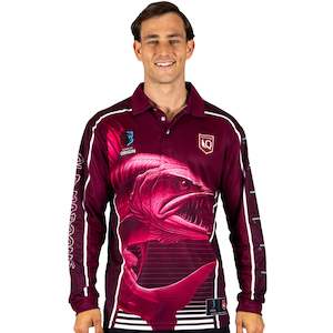 NRL 'Barracuda' Fishing Shirt: QLD Maroons 'Barracuda' Fishing Shirt - Adult