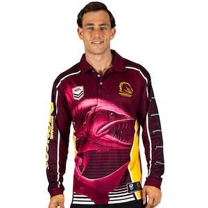 NRL 'Barracuda' Fishing Shirt: NRL Broncos 'Barracuda' Fishing Shirt - Adult