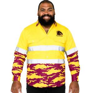 Nrl Broncos: NRL Broncos 'Camo' Hi-Vis Work Shirt