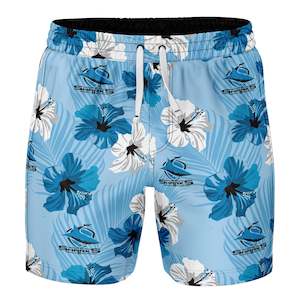 Nrl Cronulla Sharks: NRL Sharks 'Aloha' Volley Swim Shorts