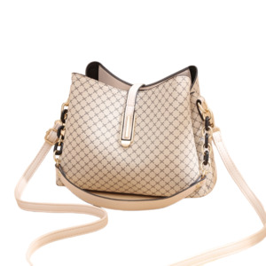 Tote Bags: Checked Pattern Bucket Bag - OffWhite