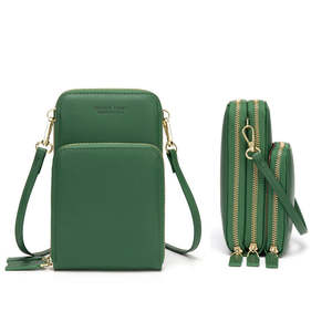 Phone Bag: Three Layers Crossbody Phone Bag - Dark Green