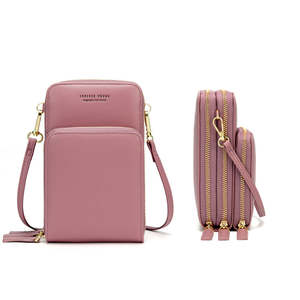 Three Layers Crossbody Phone Bag - Pink