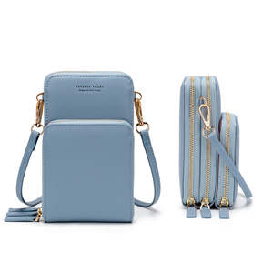 Three Layers Crossbody Phone Bag - Light Blue