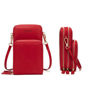 Three Layers Crossbody Phone Bag - Red