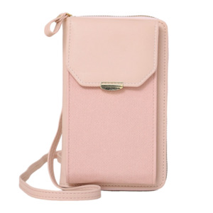 Phone Bag: Crossbody Texture Phone Bag - Pink