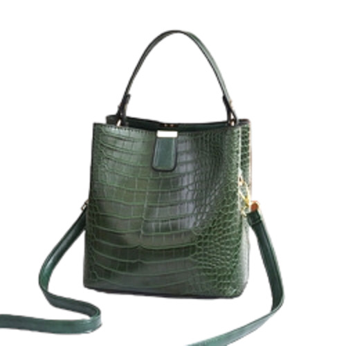 Bucket Bags: Stone Grain Bucket Bag - Green