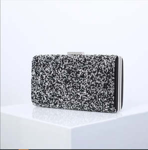 Evening Clutch: Crystal Evening Clutch - Silver Black