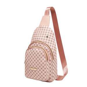 Sling Bags: Multi Zipper Pattern Sling Bag - Pink