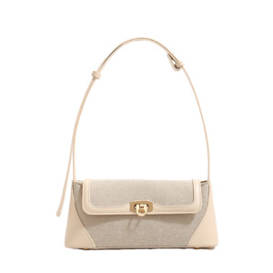 Handbags: Satchel Canvas Shoulder Bag - White