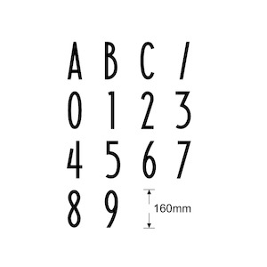 Mailbox Numbers: 160mm Slimline Numbers in Silver & Black