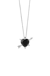 Karen Walker: Karen Walker Cupid's Arrow and Heart Necklace Silver Onyx