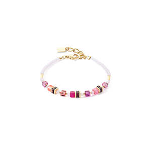 Coeur De Lion: Coeur De Lion Mini Cubes White & Magenta Bracelet