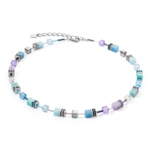 Coeur de Lion Mini Cube Lilac-Aqua Necklace